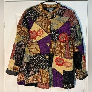 Elegant Patchwork Blazer with Gold Buttons